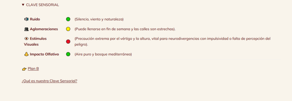 Infografía de la Clave Sensorial que detalla los cuatro pilares de planificación: cuándo ir, logística para coche, logística para autocaravana y qué llevamos en el equipaje.