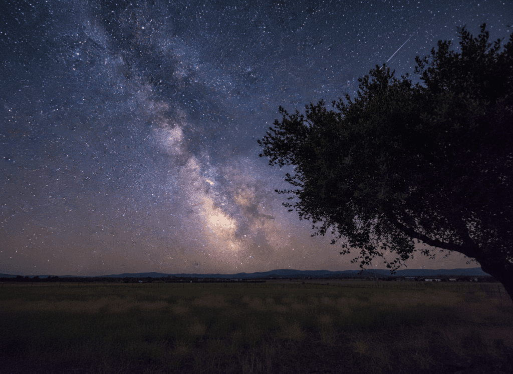 Cielo estrellado Reserva Starlight en Los Pedroches. Experiencia de astroturismo y Lujo Silencioso en la dehesa.