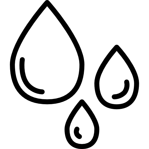 Icono minimalista de gotas de agua. Enlace a la sección Agua y Ecosistemas Azules.