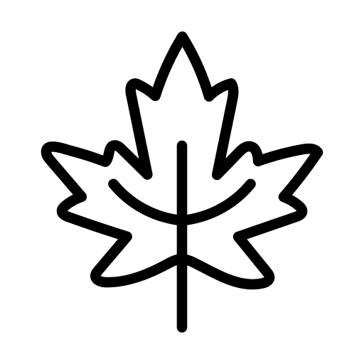 Icono lineal de hoja de otoño que representa las ferias y fiestas populares de otoño en España.